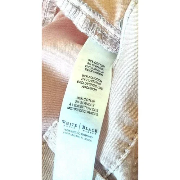 White House Black Market Womens Pale Pink Skinny Leg 10R Shimmering Casual Pants - Picture 5 of 12